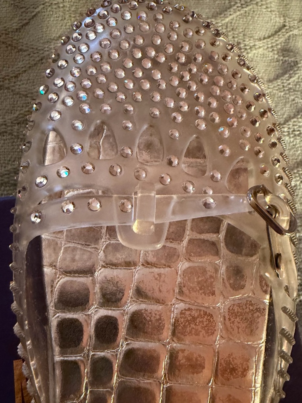 Stuart Weitzman clear jelly slip ons with Crystals on top foot part Size 7 - Picture 2 of 16